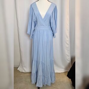 Chic Sky Blue Long Sleeve Maxi Dress (Never Worn)